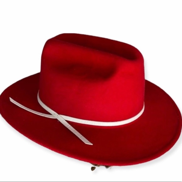 Tru-West Rockmount Ranch Wear Western Cowboy Cowgirl Hat Red Wool USA Size L - Picture 2 of 9